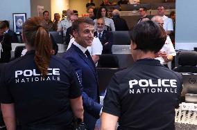 Paris 2024 - Emmanuel Macron meets police forces