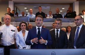 Paris 2024 - Emmanuel Macron meets police forces