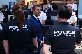 Paris 2024 - Emmanuel Macron meets police forces