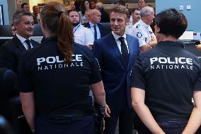 Paris 2024 - Emmanuel Macron meets police forces