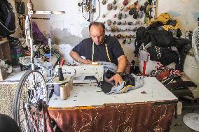 MIDEAST-GAZA-JABALIA REFUGEE CAMP-SEWING MACHINE