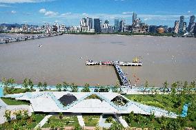 Swimmers Swim Across The Qiantang River in Hangzhou