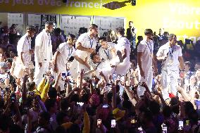 Paris 2024 - French Rugby 7 Players Celebrate Their Gold Medal At Club France