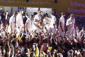 Paris 2024 - French Rugby 7 Players Celebrate Their Gold Medal At Club France