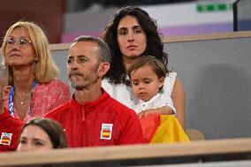 Paris 2024 - Tennis - Xisca Perello And Rafael Junior Nadal In The Stands