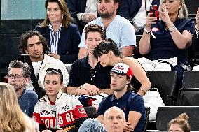 Paris 2024 - Nina Dobrev And Shaun White At Gymnastic