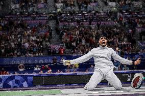 Paris 2024 - Fencing - Yannick Borel Celebrates Victory In Quarter Finals