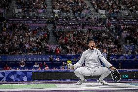 Paris 2024 - Fencing - Yannick Borel Celebrates Victory In Quarter Finals