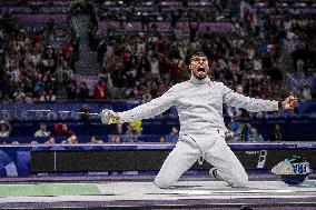 Paris 2024 - Fencing - Yannick Borel Celebrates Victory In Quarter Finals