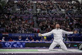 Paris 2024 - Fencing - Yannick Borel Celebrates Victory In Quarter Finals