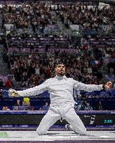 Paris 2024 - Fencing - Yannick Borel Celebrates Victory In Quarter Finals