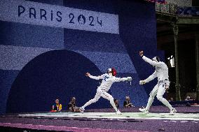 Paris 2024 - Fencing - Yannick Borel Celebrates Victory In Quarter Finals