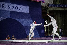 Paris 2024 - Fencing - Yannick Borel Celebrates Victory In Quarter Finals