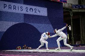 Paris 2024 - Fencing - Yannick Borel Celebrates Victory In Quarter Finals