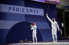 Paris 2024 - Fencing - Yannick Borel Celebrates Victory In Quarter Finals