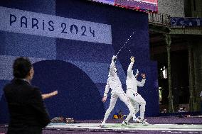 Paris 2024 - Fencing - Yannick Borel Celebrates Victory In Quarter Finals