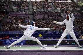 Paris 2024 - Fencing - Yannick Borel Celebrates Victory In Quarter Finals