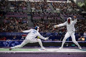 Paris 2024 - Fencing - Yannick Borel Celebrates Victory In Quarter Finals