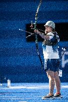 Paris 2024 - Archery - Lisa Barbelin, Amelie Cordeau, and Caroline Lopez Competing