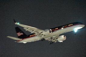 Former President Of The United States Donald J. Trump Arrives At Newark Airport In Newark New Jersey