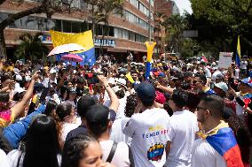 Venezuelans Demonstrate On The Day Of The Presidential Elections In Medellin