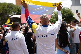 Venezuelans Demonstrate On The Day Of The Presidential Elections In Medellin