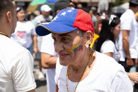 Venezuelans Demonstrate On The Day Of The Presidential Elections In Medellin