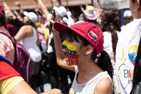 Venezuelans Demonstrate On The Day Of The Presidential Elections In Medellin