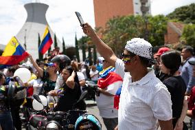 Venezuelans Demonstrate On The Day Of The Presidential Elections In Medellin