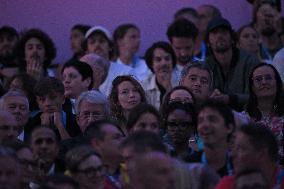 Paris 2024 - Gerald Darmanin And Wife At Fencing Match