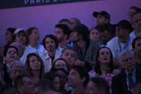 Paris 2024 - Gerald Darmanin And Wife At Fencing Match