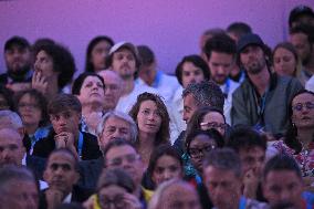 Paris 2024 - Gerald Darmanin And Wife At Fencing Match