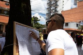 Venezuelans Demonstrate On The Day Of The Presidential Elections In Medellin