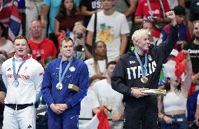 Paris 2024 - Men's 100m Breaststroke - Nicolo Martinenghi Wins Gold