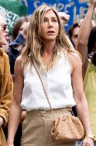 Jennifer Aniston Joins A Climate Change Protest Filming The Morning Show - NYC