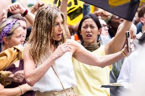 Jennifer Aniston Joins A Climate Change Protest Filming The Morning Show - NYC