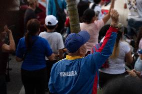 Venezuelans Demonstrate On The Day Of The Presidential Elections In Medellin, Colombia