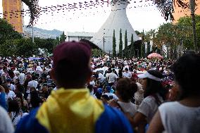 Venezuelans Demonstrate On The Day Of The Presidential Elections In Medellin, Colombia