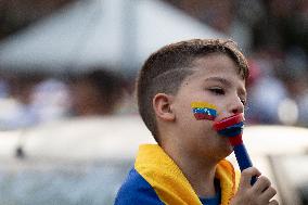 Venezuelans Demonstrate On The Day Of The Presidential Elections In Medellin, Colombia