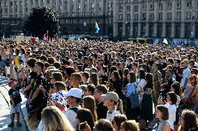 Ceremony To Remember The Ukrainian Victims Of The Olenivka Camp Explosion, On The Independence Square In Kyiv