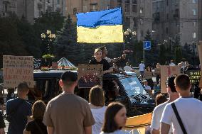 Ceremony To Remember The Ukrainian Victims Of The Olenivka Camp Explosion, On The Independence Square In Kyiv