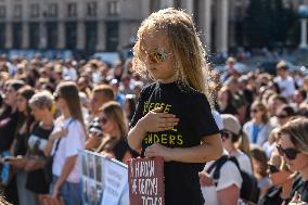 Ceremony To Remember The Ukrainian Victims Of The Olenivka Camp Explosion, On The Independence Square In Kyiv