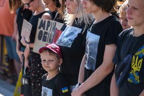 Ceremony To Remember The Ukrainian Victims Of The Olenivka Camp Explosion, On The Independence Square In Kyiv