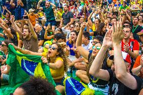 Brazilians Watching The Games In Casa Brasil