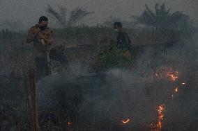 Firefighters Battle Peatland Fires In Indonesia