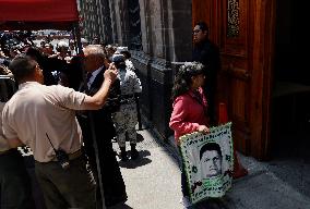 Mothers, Fathers And Relatives Of The 43 Missing Ayotzinapa Students Meet Privately With Andrés Manuel López Obrador, President