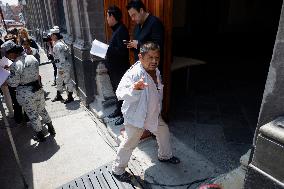 Mothers, Fathers And Relatives Of The 43 Missing Ayotzinapa Students Meet Privately With Andrés Manuel López Obrador, President