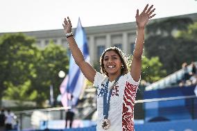 Paris 2024 - Fans welcome medalists at the Parc des Champions in Paris FA