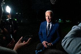 U.S. President Joe Biden arrives at White House from his trip to Texas