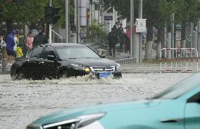 Aftermath of heavy rain in Chinese border city